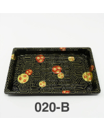 020-B Rectangular Black Plastic Sushi Tray Container Base (Not Combo) 9 1/4" X 5 3/4" X 3/4" - 800/Case
