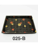 025-B Rectangular Black Plastic Sushi Tray Container Base (Not Combo) 10 1/4" X 7 3/8" X 7/8" - 504/Case