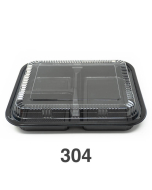 304 长方形黑色塑料便当盒套装 9 3/8" X 7 1/2" X 1 3/8" - 252套/箱