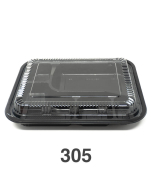 305 长方形黑色塑料便当盒套装 9 3/8" X 7 1/2" X 1 3/8" - 252套/箱
