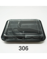 306 长方形黑色塑料便当盒套装 10 1/2" X 8 1/8" X 1 3/8" - 200套/箱