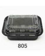 805 长方形黑色塑料餐盒套装 5 1/2" X 4 5/8" X 1 5/8" - 600套/箱