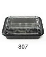 807 长方形黑色塑料餐盒套装 6 1/2" X 4" X 1 3/8" - 550套/箱