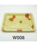W008 Rectangular White Plastic Sushi Tray Container Set 6 1/2" X 4 1/2" X 1 1/8" - 440/Case