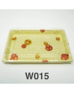 W015 Rectangular White Plastic Sushi Tray Container Set 8 1/2" X 5 1/4" X 5/8" - 300/Case