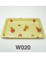 W020 Rectangular White Plastic Sushi Tray Container Set 9 1/4" X 5 3/4" X 3/4" - 240/Case