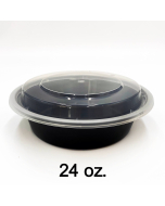 24 oz. 经典圆形黑色塑料餐盒套装 (723) - 150套/箱