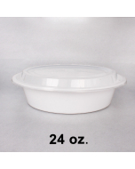 24 oz. 经典圆形白色塑料餐盒套装 - 150套/箱