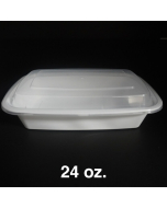 24 oz. Rectangular Premium White Plastic Container Set (7038) - 150/Case