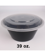 HT 39 oz. Round Black Plastic Bowl Set (7039) - 150/Case
