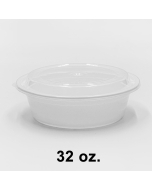 圆形白色塑料餐盒套装 32 oz. (729) - 150套/箱