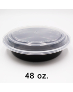 圆形黑色塑料餐盒套装 48 oz. (948) - 150套/箱