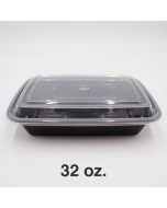 RT 长方形黑色塑料餐盒套装 32 oz. (878) - 150套/箱