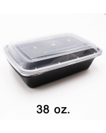38 oz 长方形黑色塑料餐盒套装 (888) - 150套/箱