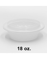 18 oz. 6“ Round White Plastic Container Set (018) - 150/Case