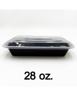28 oz. 长方形黑色塑料餐盒套装 (868) - 150套/箱