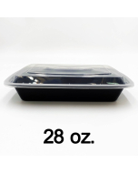 [Bulk 30 Cases] 28 oz. Rectangular Black Plastic Container Set (868) - 150/Case