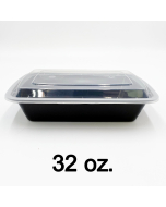 32 oz. 长方形黑色塑料餐盒套装 (878) - 150套/箱