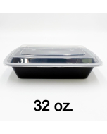 [Bulk 40 Cases] 32 oz. Rectangular Black Plastic Container Set (878) - 150/Case