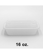 16 oz. 长方形加厚白色塑料餐盒套装 (8168) - 150套/箱