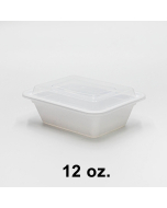 12 oz. 优质长方形白色塑料餐盒套装 (818) - 150套/箱