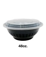 HT 48 oz. 圆形黑色塑料碗套装 (848) - 150套/箱