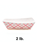 Rectangular Red Check Paper Food Tray 2 lb. - 1000/Case