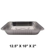 WS Half Size Heavy Duty 12.5" X 10" X 2" Rectangular Aluminum Foil Steam Table Pan Medium (Not Combo) - 100/Case