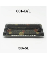 [Bulk 5 Sets] TZ 001 Rectangular Black Plastic Sushi Tray Container Combo 8 3/4" X 3 3/4" X 7/8" - 1400Pair/Sets