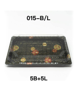 [Bulk 5 Sets] TZ 015 Rectangular Black Plastic Sushi Tray Container Combo 8 1/2" X 5 1/4" X 5/8" - 1000Pair/Sets
