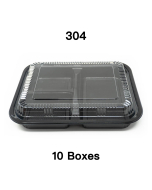 [团购10箱] 304 长方形黑色塑料便当盒套装 9 3/8" X 7 1/2" X 1 3/8" - 252套/箱