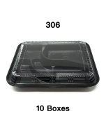 [团购10箱] 306 长方形黑色塑料便当盒套装 10 1/2" X 8 1/8" X 1 3/8" - 200套/箱