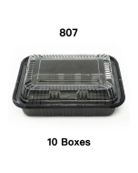 [团购10箱] 807 长方形黑色塑料餐盒套装 6 1/2" X 4" X 1 3/8" - 550套/箱