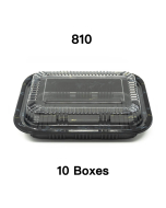 [Bulk 10 Cases] 810 Rectangular Black Plastic Lunch Box Set 7 1/4" X 5 1/8" X 1 3/8" - 500/Case