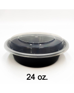 [团购30箱] 24 oz. 圆形黑色塑料餐盒套装 (723) - 150套/箱