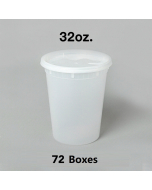 [Bulk 72 Cases] 32 oz. Round Clear Plastic Soup Container Set - 240 Set/Case