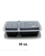 30 oz. Rectangular Black Plastic 2 Comp. Container Set (8288) - 150/Case
