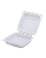Heavy Duty Square White Plastic 1-Compartment Hinged Food Container 9" X 9" X 2.5" - 150/Case 